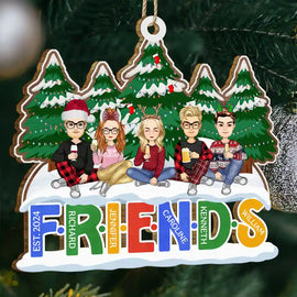 Gift For Bestie, Gifts For Colleagues - Christmas Friends Always Better Together - Personalized Wooden Cutout Ornament