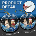 Gift For Bestie - Cartoon Besties Friends Sitting On The Moon - Personalized Circle Glass Ornament