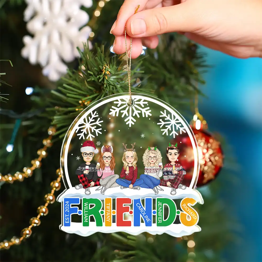 Gift For Sibling,Gift For Sisters,Gift For Brothers,Gift For Bestie,Gifts For Colleagues,Happy,Christmas - Christmas Friends Always Better Together - Personalized Custom Shaped Acrylic Ornament