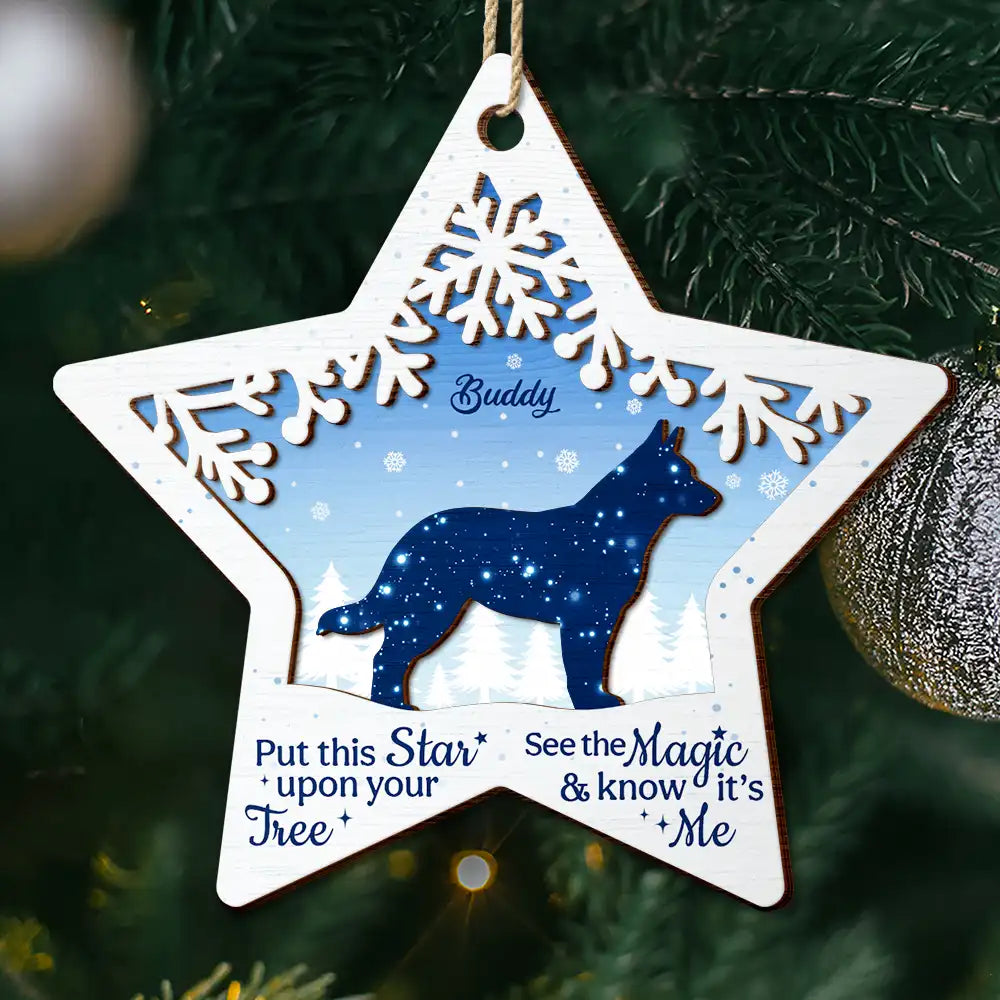 Dog Lovers, Pet Lovers, Dog Mom, Pet Mom, Dog Dad, Pet Dad, Memorial - Feel The Magic Dog - Personalized 2-Layered Wooden Ornament