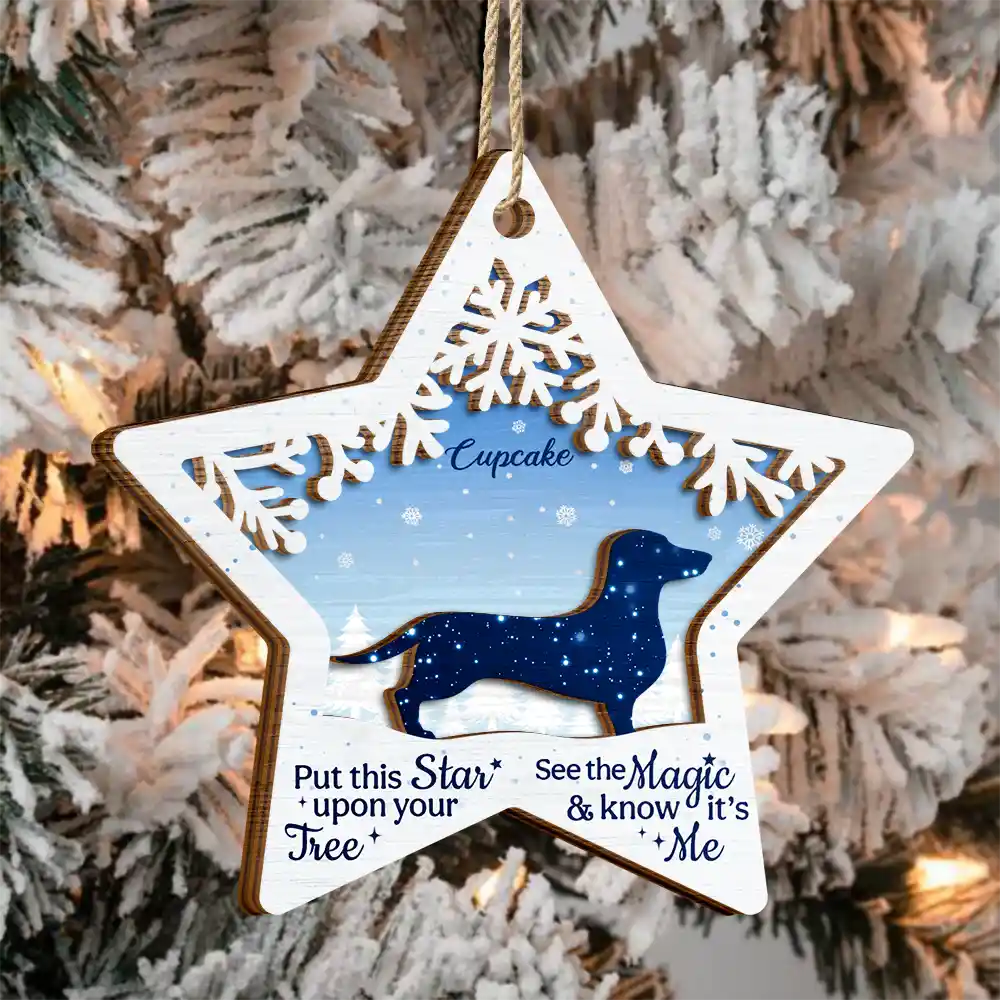 Dog Lovers, Pet Lovers, Dog Mom, Pet Mom, Dog Dad, Pet Dad, Memorial - Feel The Magic Dog - Personalized 2-Layered Wooden Ornament