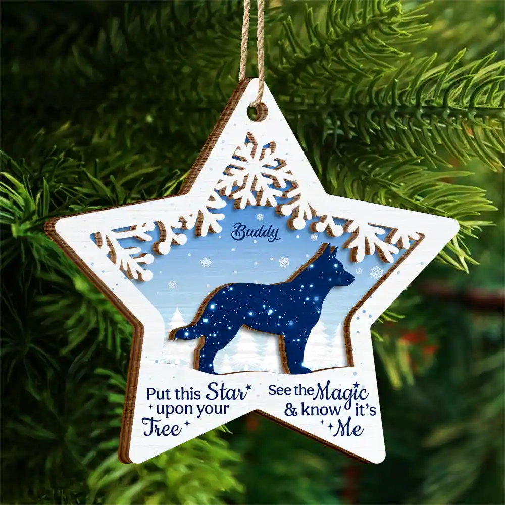 Dog Lovers, Pet Lovers, Dog Mom, Pet Mom, Dog Dad, Pet Dad, Memorial - Feel The Magic Dog - Personalized 2-Layered Wooden Ornament