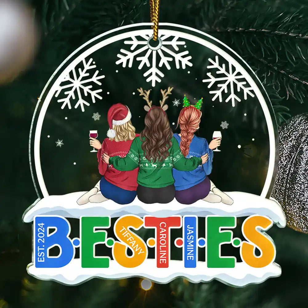 Gift For Bestie,Gift For Sisters,Gifts For Colleagues,Christmas,Happy - Christmas Besties Sisters Always Better Together - Personalized Custom Shaped Acrylic Ornament