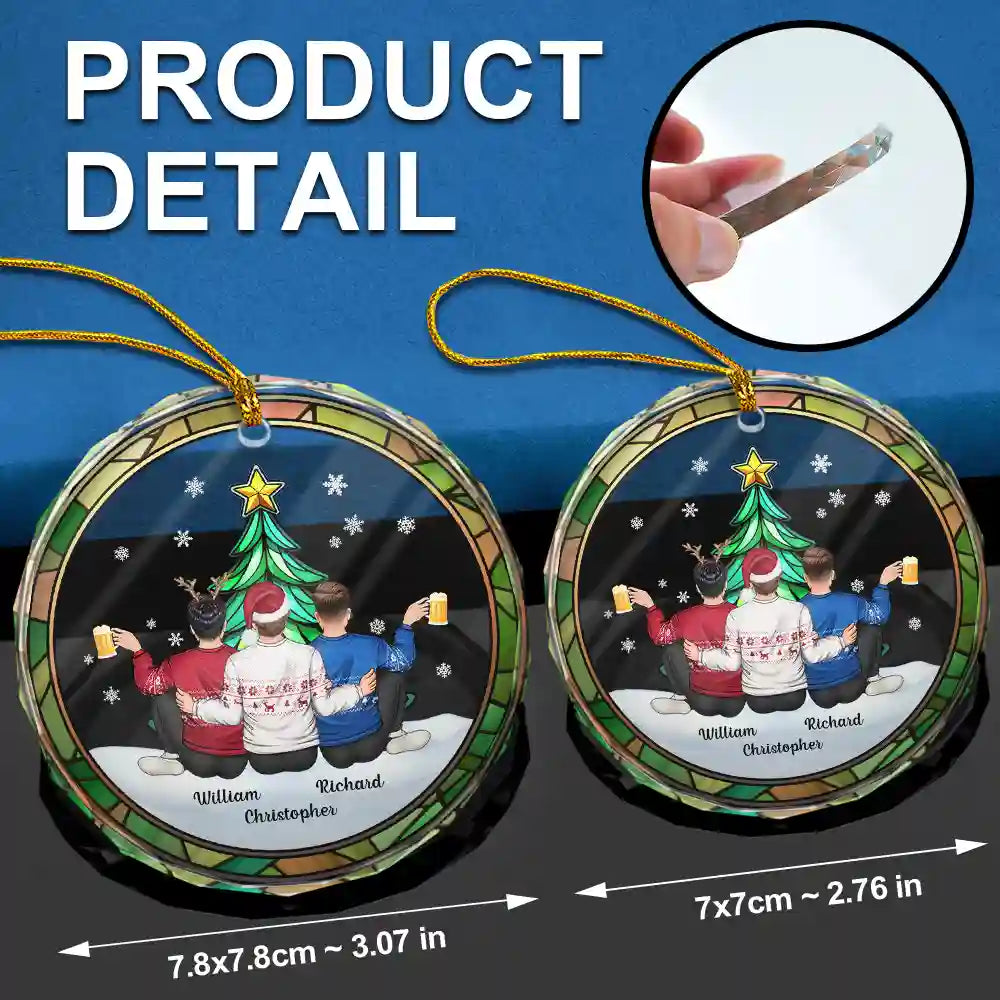 Gift For Bestie, Gift For Sisters, Gift For Brothers - Besties Sisters Brothers By Your Side - Personalized Circle Glass Ornament