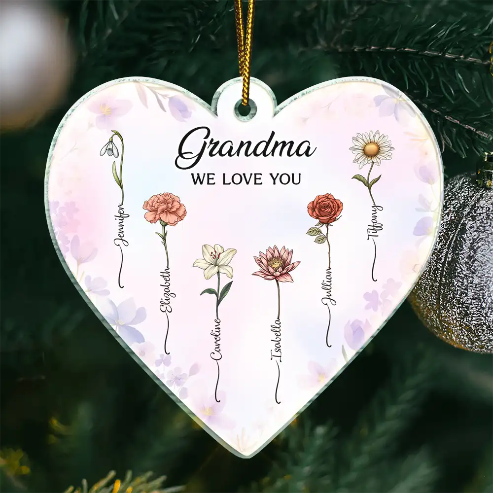 Gift For Grandma, Gift For Mother - Mom Grandma We Love You - Personalized Custom Shaped Acrylic Ornament