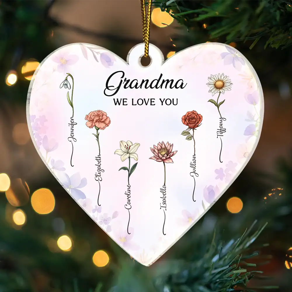 Gift For Grandma, Gift For Mother - Mom Grandma We Love You - Personalized Custom Shaped Acrylic Ornament