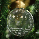 Gift For Sisters,Love,Christmas - Birth Flower Sisters Are Different Flowers - Personalized Glass Ornament