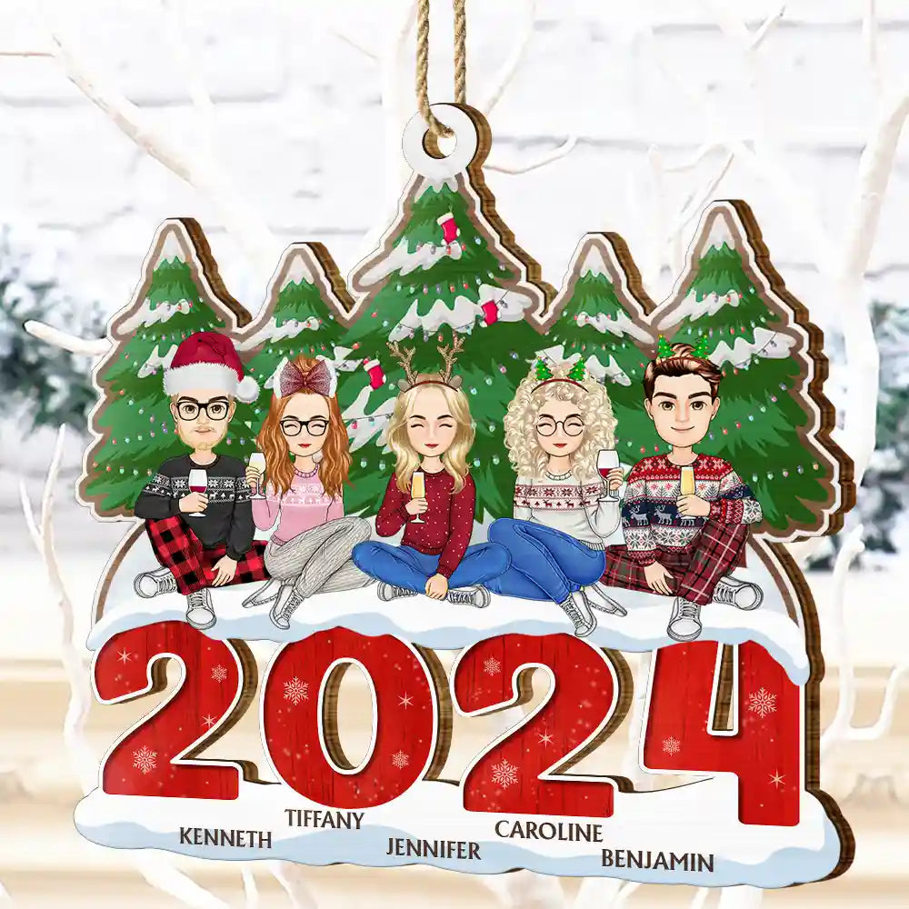 Gift For Sibling, Gift For Sisters, Gift For Brothers, Gift For Bestie, Gifts For Colleagues - 2024 Christmas Siblings Friends Always Better Together - Personalized Wooden Cutout Ornament