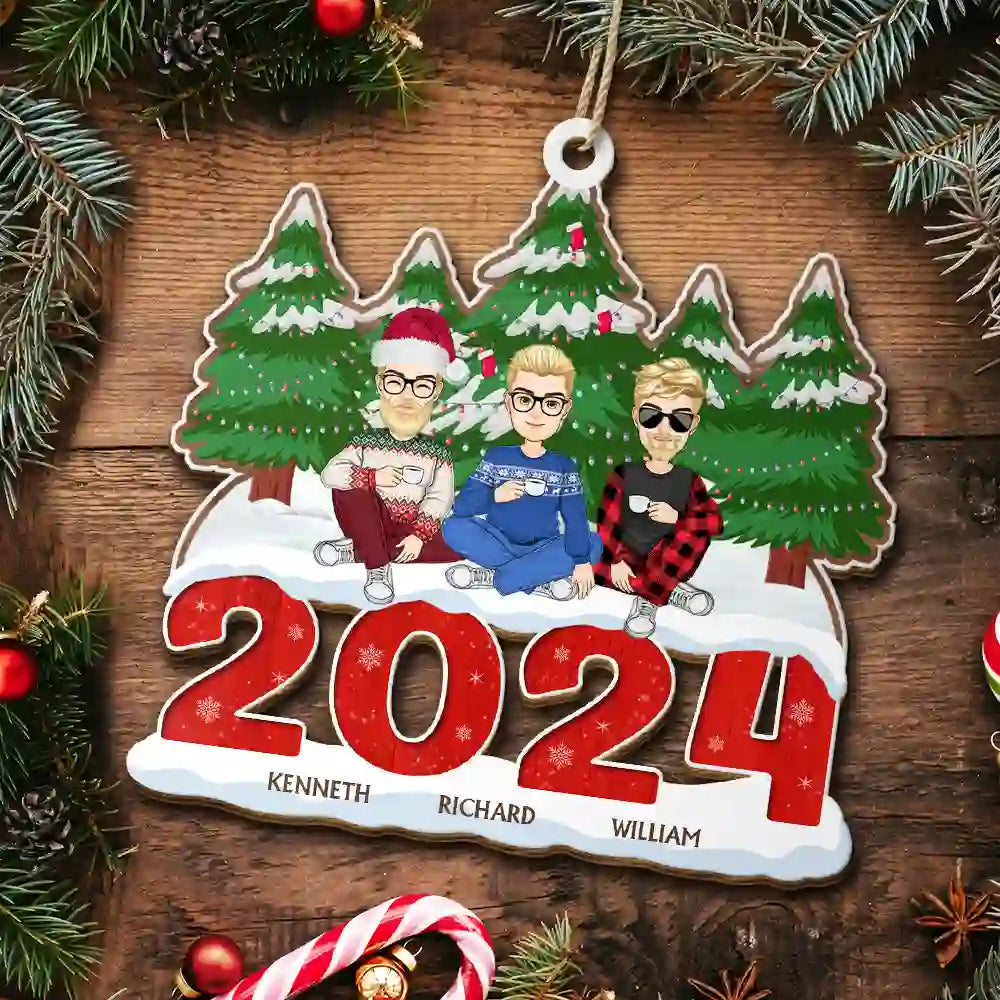 Gift For Sibling, Gift For Sisters, Gift For Brothers, Gift For Bestie, Gifts For Colleagues - 2024 Christmas Siblings Friends Always Better Together - Personalized Wooden Cutout Ornament