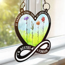 Gift For Bestie - Birth Flower Besties Forever - Personalized Window Hanging Suncatcher Ornament