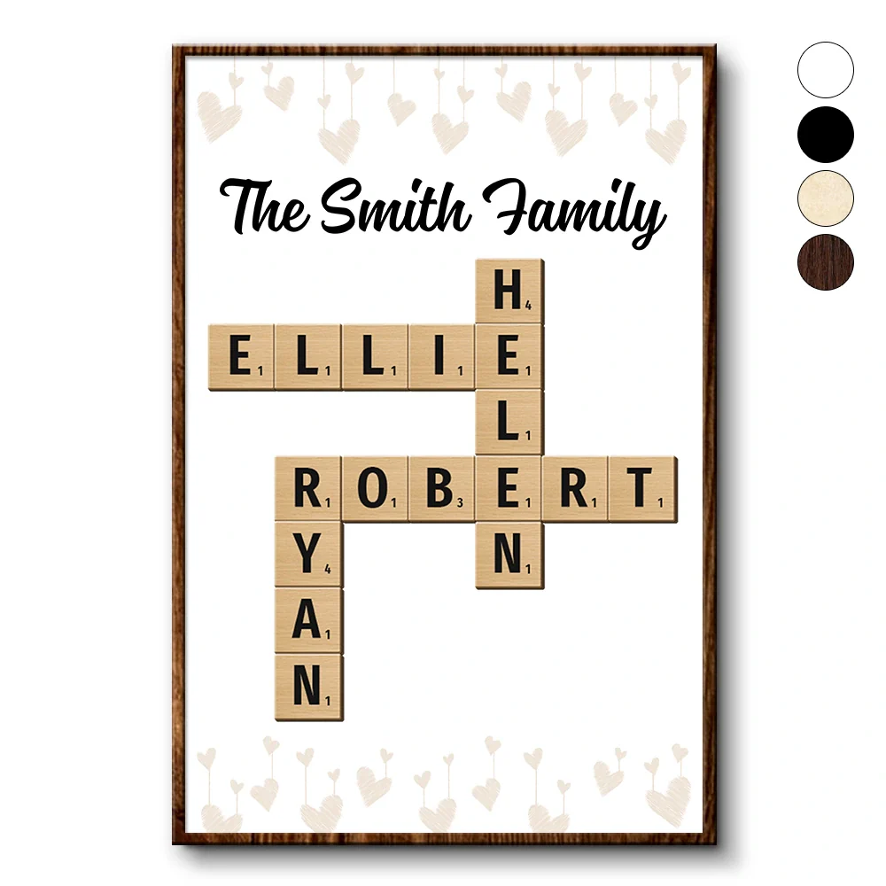 Family,Love - Custom Family Name Crossword Scrabble - Personalized Poster