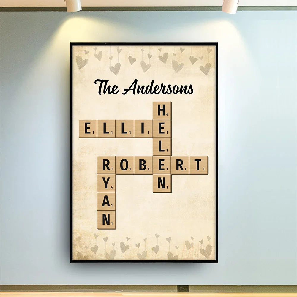 Family,Love - Custom Family Name Crossword Scrabble - Personalized Poster