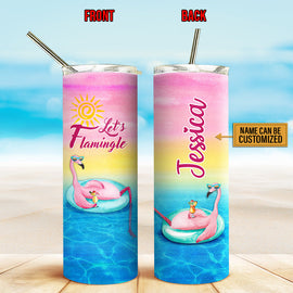 Flamingo Let's Flamingle Custom Skinny Tumbler