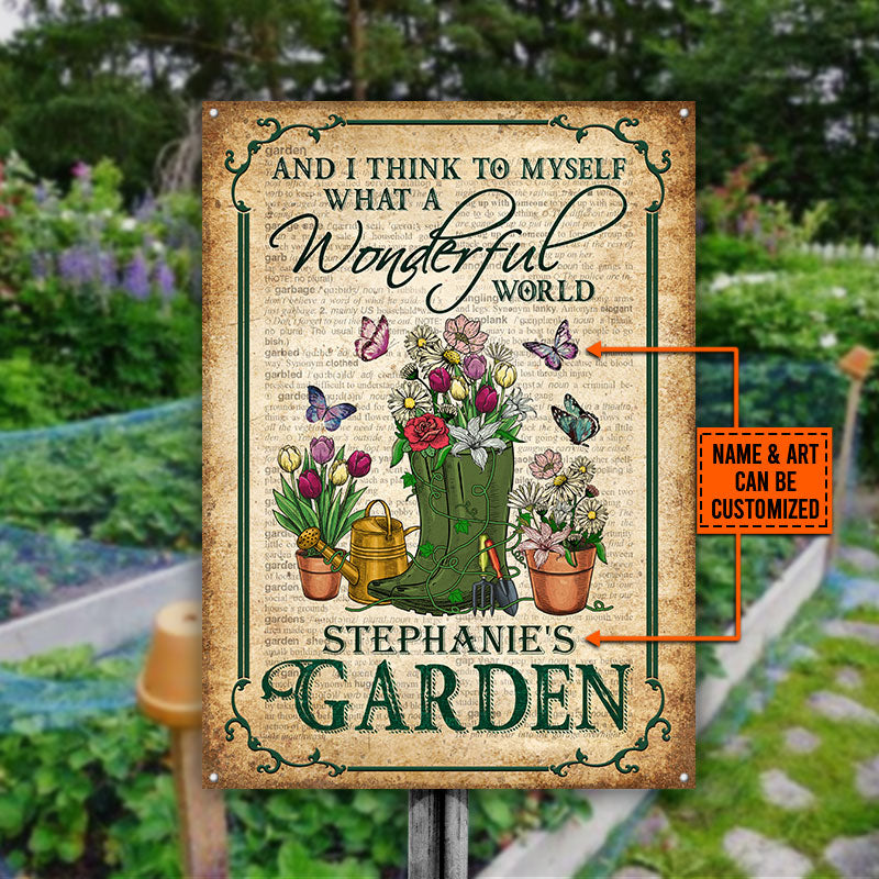 Garden Dictionary What A Wonderful World Custom Classic Metal Signs, Gardening Metal Sign, Idea Decoration For Gardening, Personalized Garden Sign