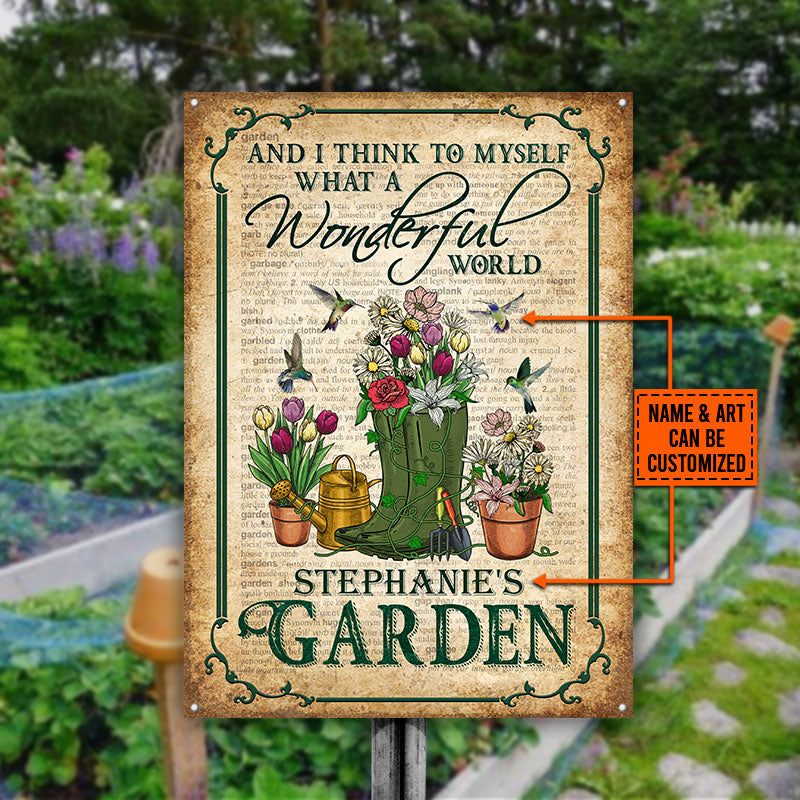 Garden Dictionary What A Wonderful World Custom Classic Metal Signs, Gardening Metal Sign, Idea Decoration For Gardening, Personalized Garden Sign