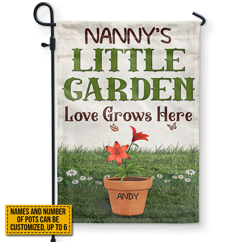 Gardening Grandma Little Garden Custom Flag, Grandma Gift, Grandparents, Grandchild, Garden Decor