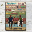 Retirement Rules - Gift For Couples - Personalized Custom Classic Metal Signs