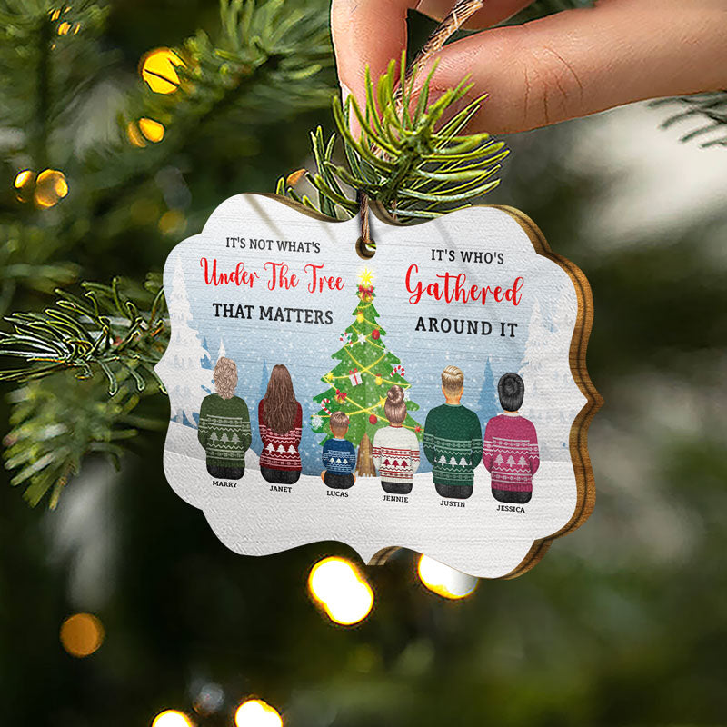 Christmas Family What's Under The Tree - Personalized Wooden Ornament