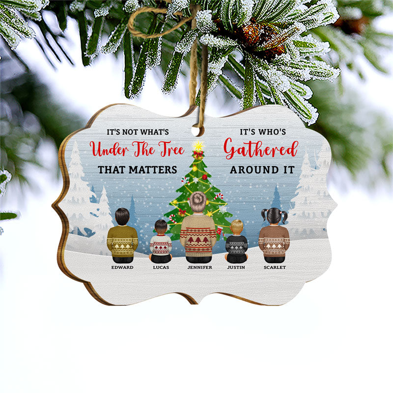 Christmas Family What's Under The Tree - Personalized Wooden Ornament