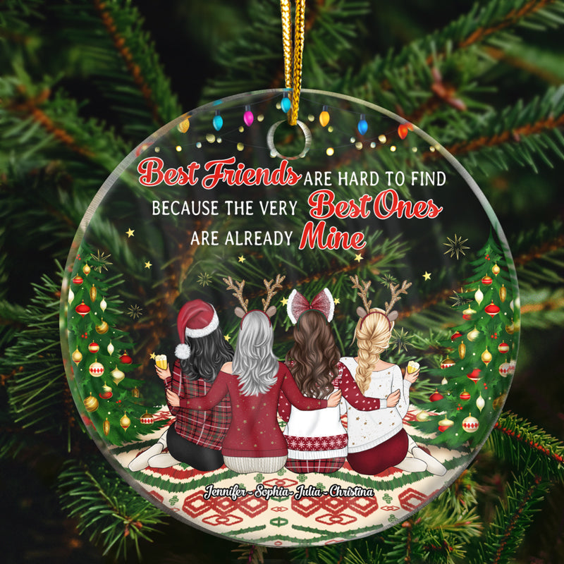 Christmas Bestie Best Friends Are Hard To Find - Gift For BFF - Personalized Custom Circle Acrylic Ornament