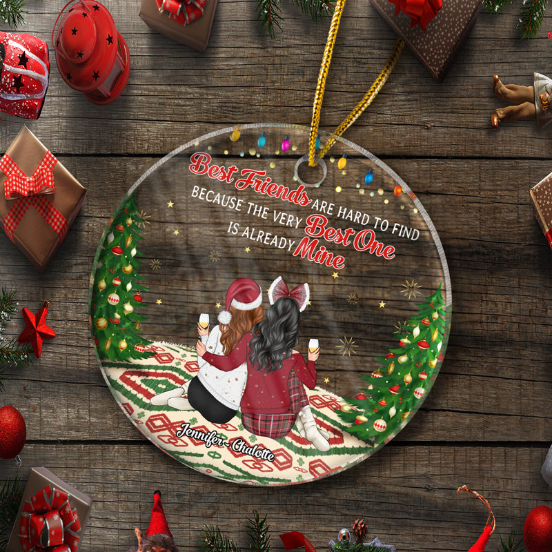 Christmas Bestie Best Friends Are Hard To Find - Gift For BFF - Personalized Custom Circle Acrylic Ornament