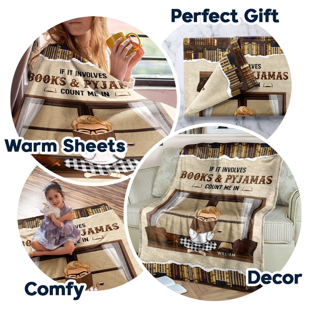 If It Involves Books And Pijamas Count Me In - Gift For Book Lovers - Personalized Custom Fleece Blanket