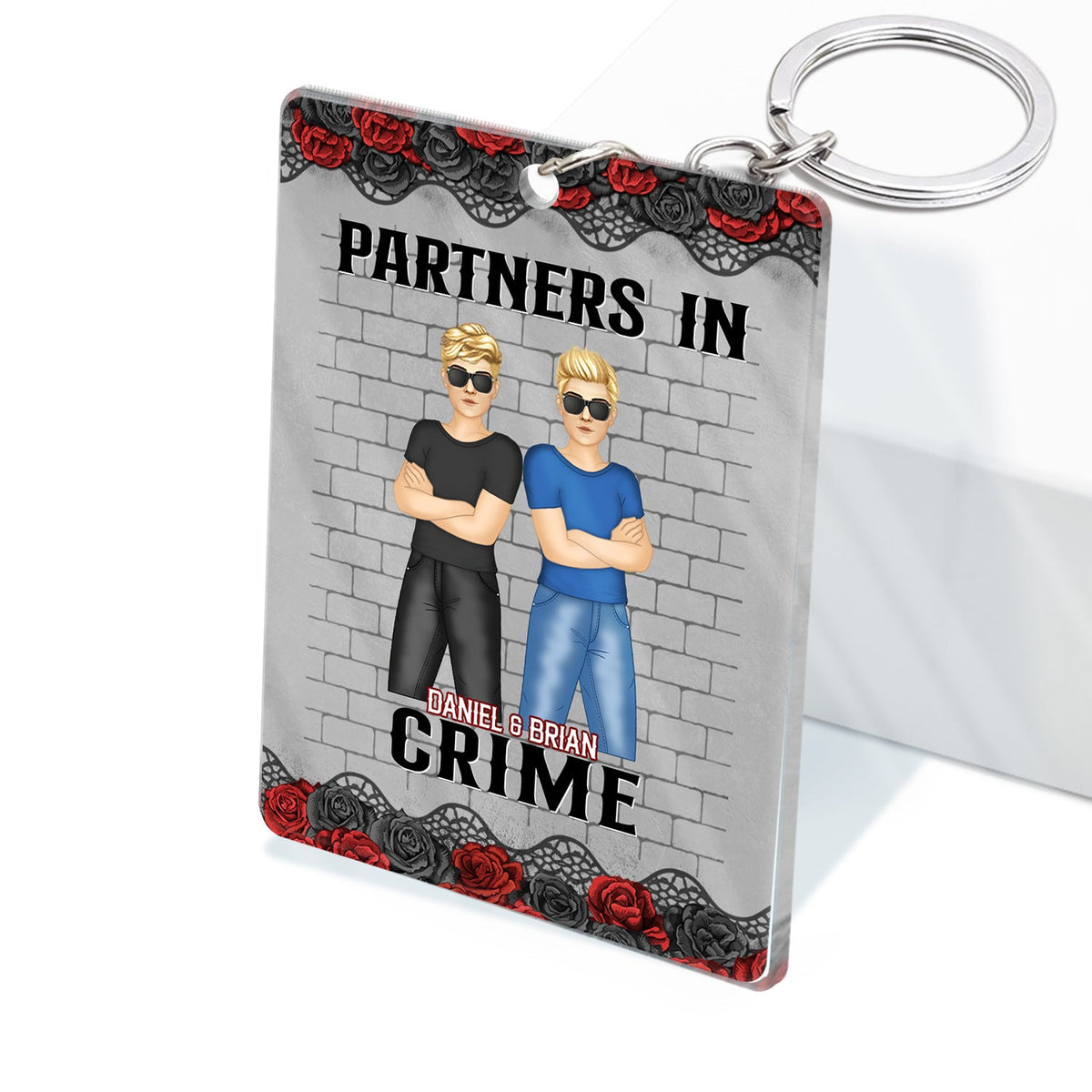 Bestie Partners In Crime If We Get Caught Black Ver - Gift For Bestie - Personalized Custom Rectangle Acrylic Keychain