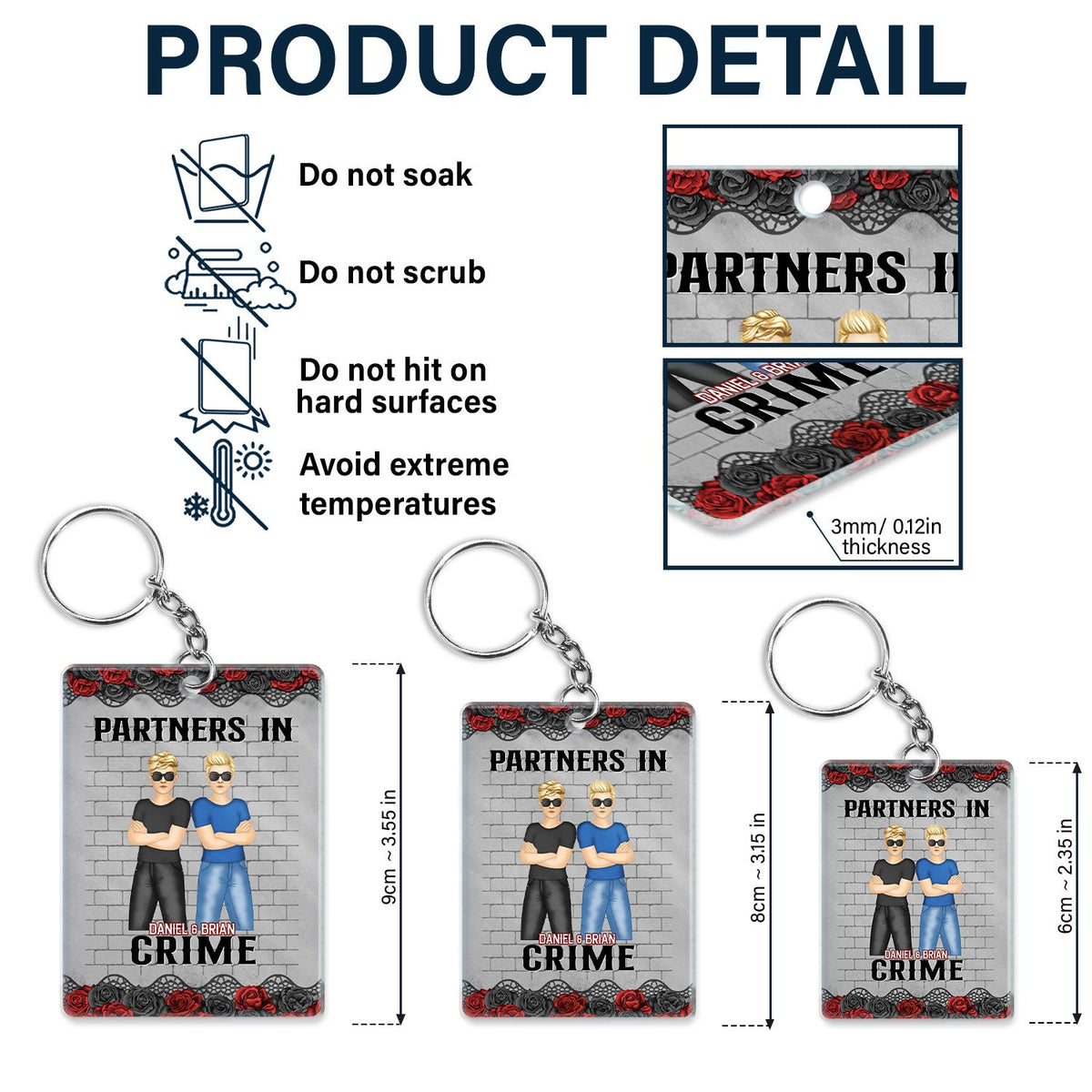 Bestie Partners In Crime If We Get Caught Black Ver - Gift For Bestie - Personalized Custom Rectangle Acrylic Keychain