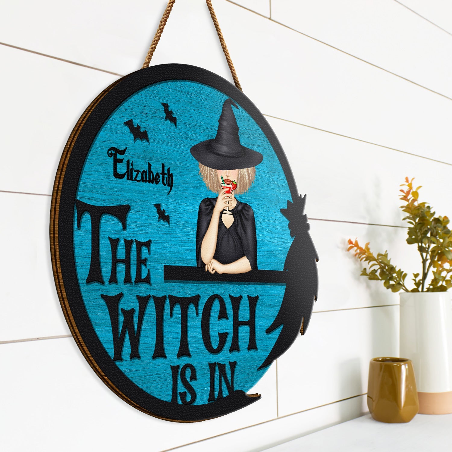 The Witch Is In - Gift For Yourself, Gift For Women - Personalized Custom Shaped Wood Sign