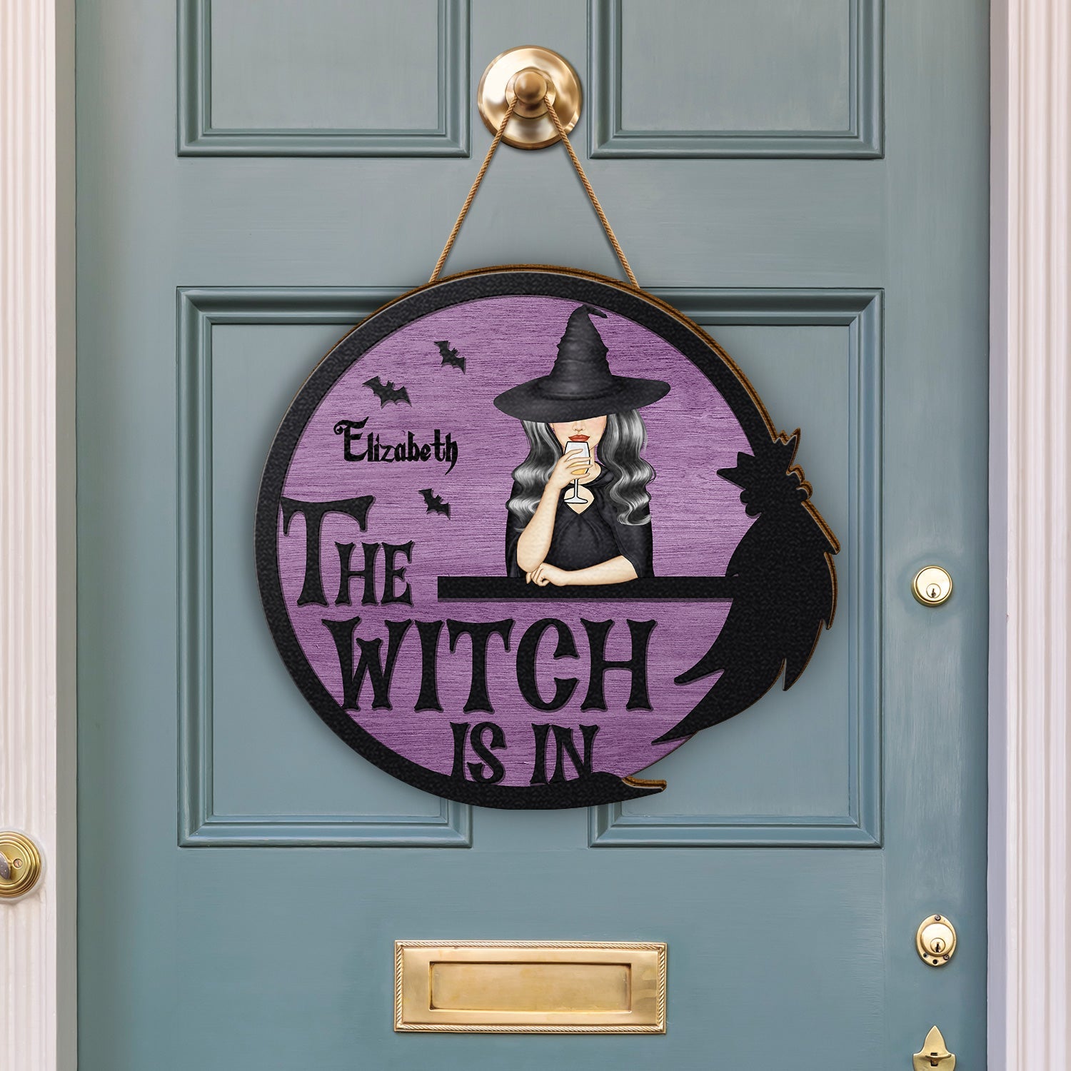 The Witch Is In - Gift For Yourself, Gift For Women - Personalized Custom Shaped Wood Sign