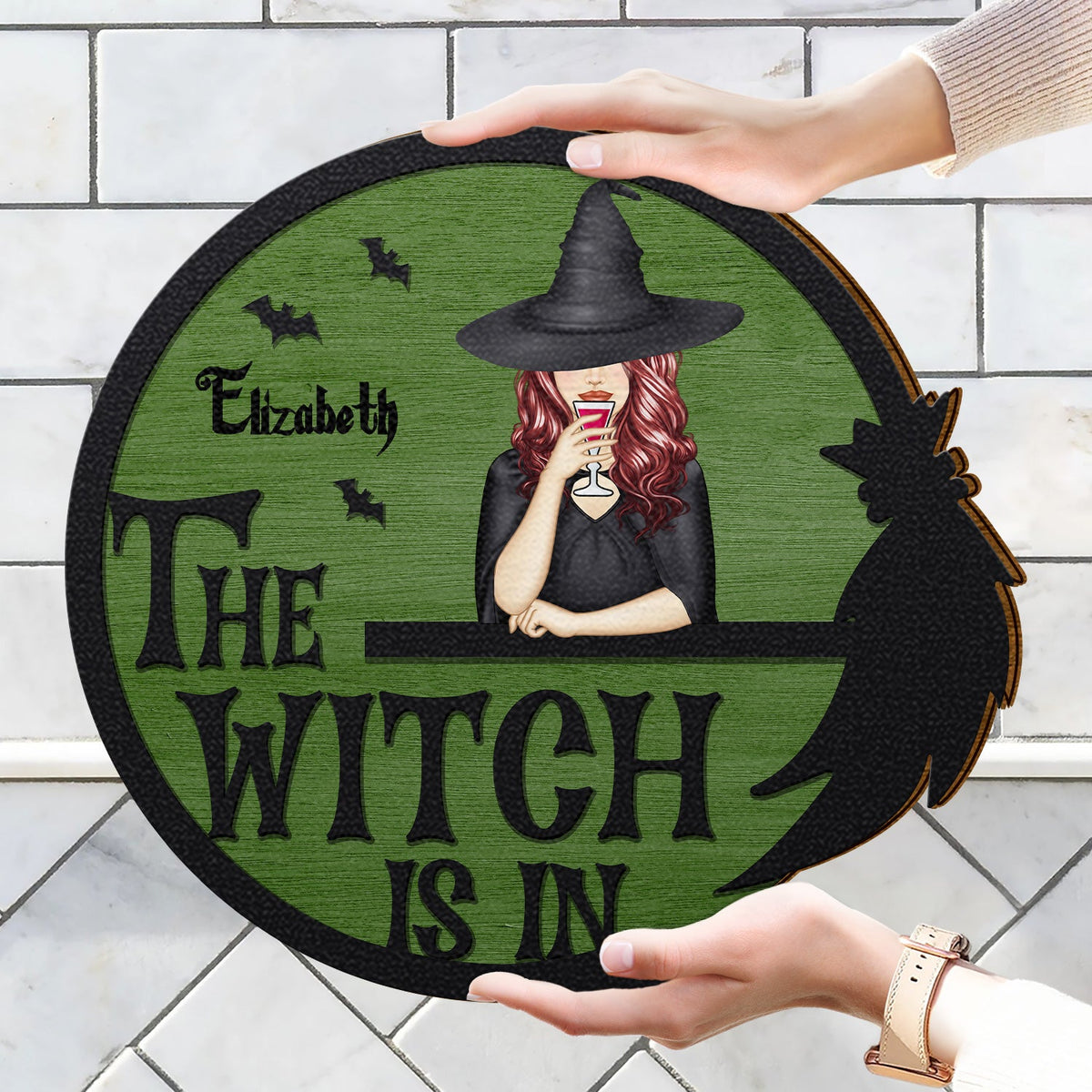 The Witch Is In - Gift For Yourself, Gift For Women - Personalized Custom Shaped Wood Sign