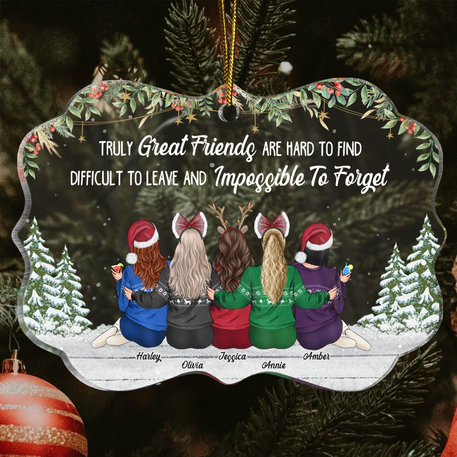 Truly Great Friends - Christmas, Gift For Bestie - Personalized Medallion Acrylic Ornament