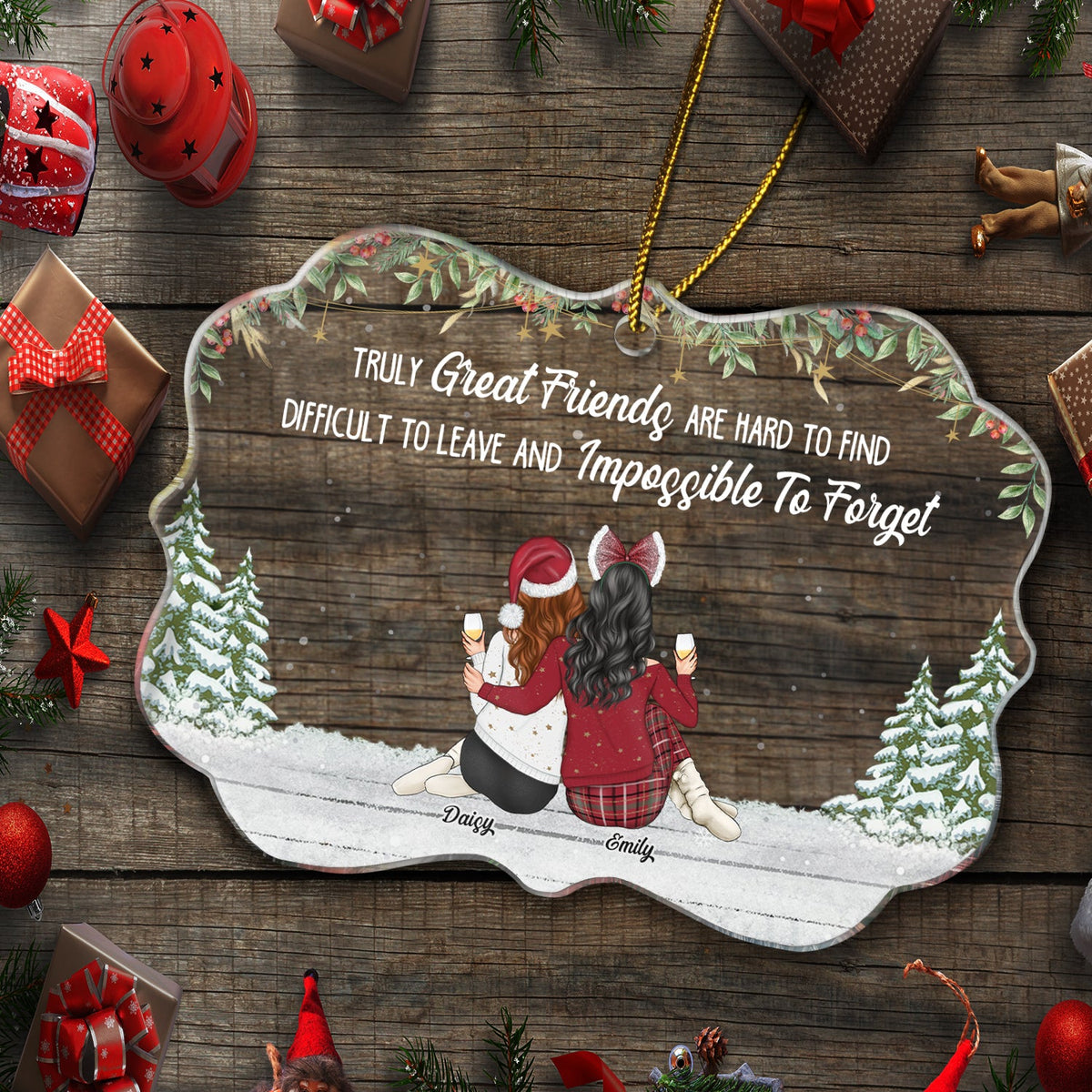 Truly Great Friends - Christmas, Gift For Bestie - Personalized Medallion Acrylic Ornament