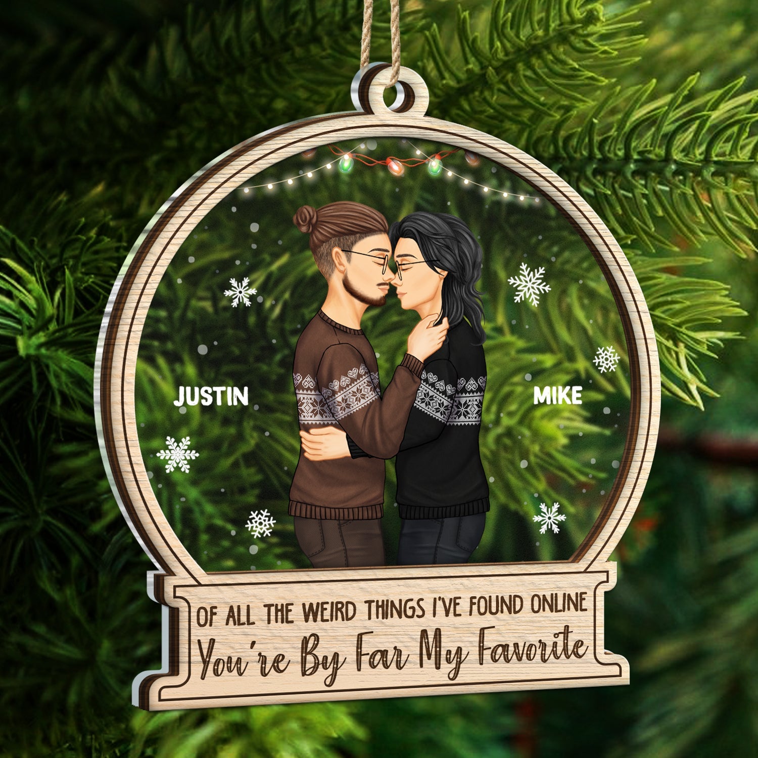 Christmas Couple You Are By Far My Favorite - Gift For Couples - Personalized 2-Layered Mix Ornament