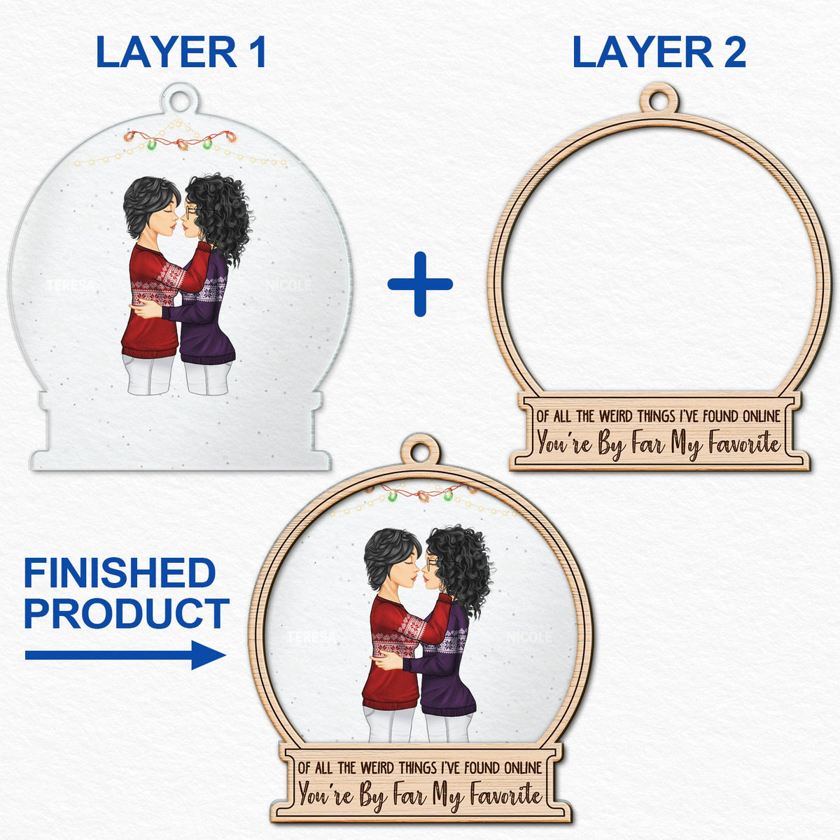 Christmas Couple You Are By Far My Favorite - Gift For Couples - Personalized 2-Layered Mix Ornament