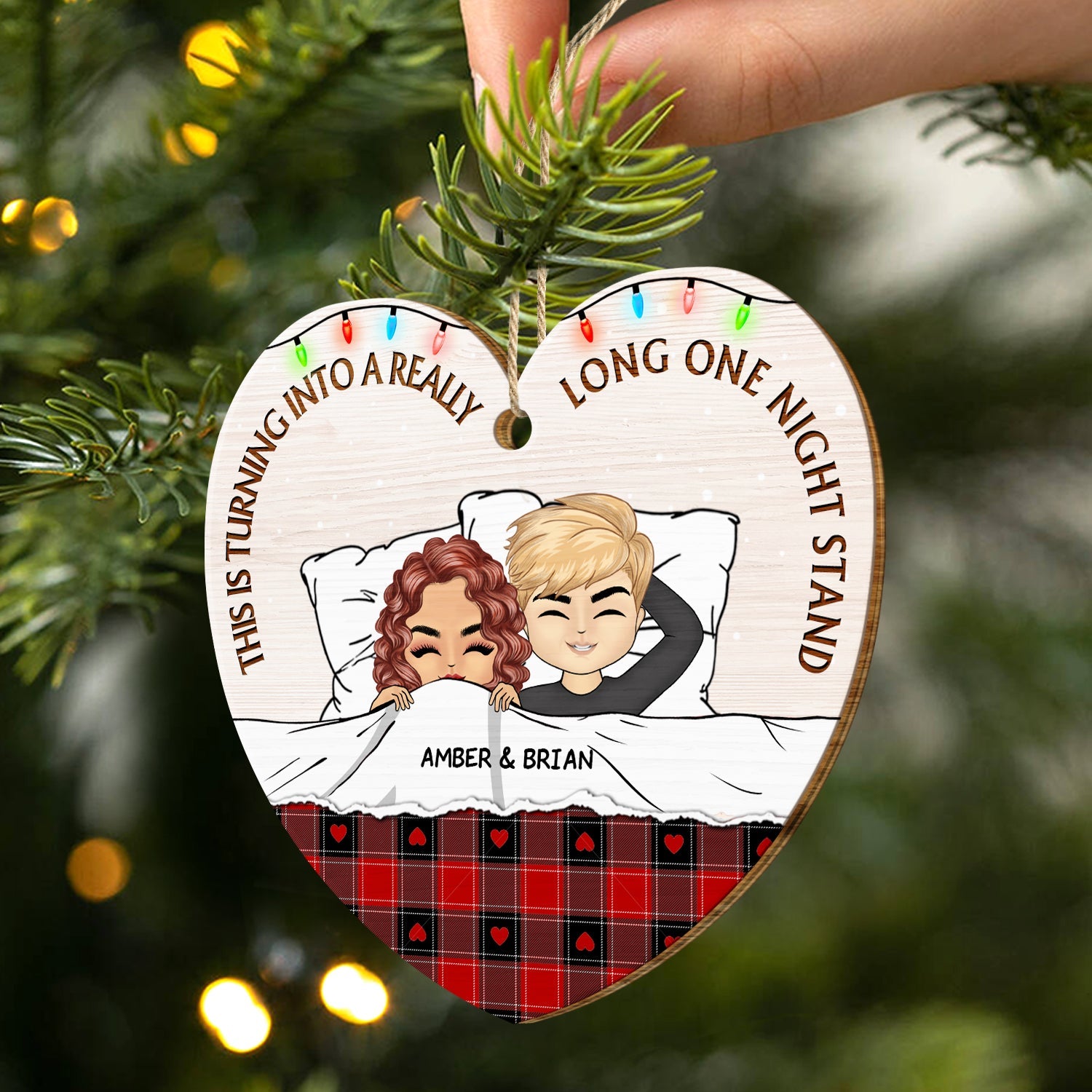 Christmas Couple Turning Into A Really Long One Night Stand - Gift For Couples - Personalized Custom Shaped Wooden Ornament