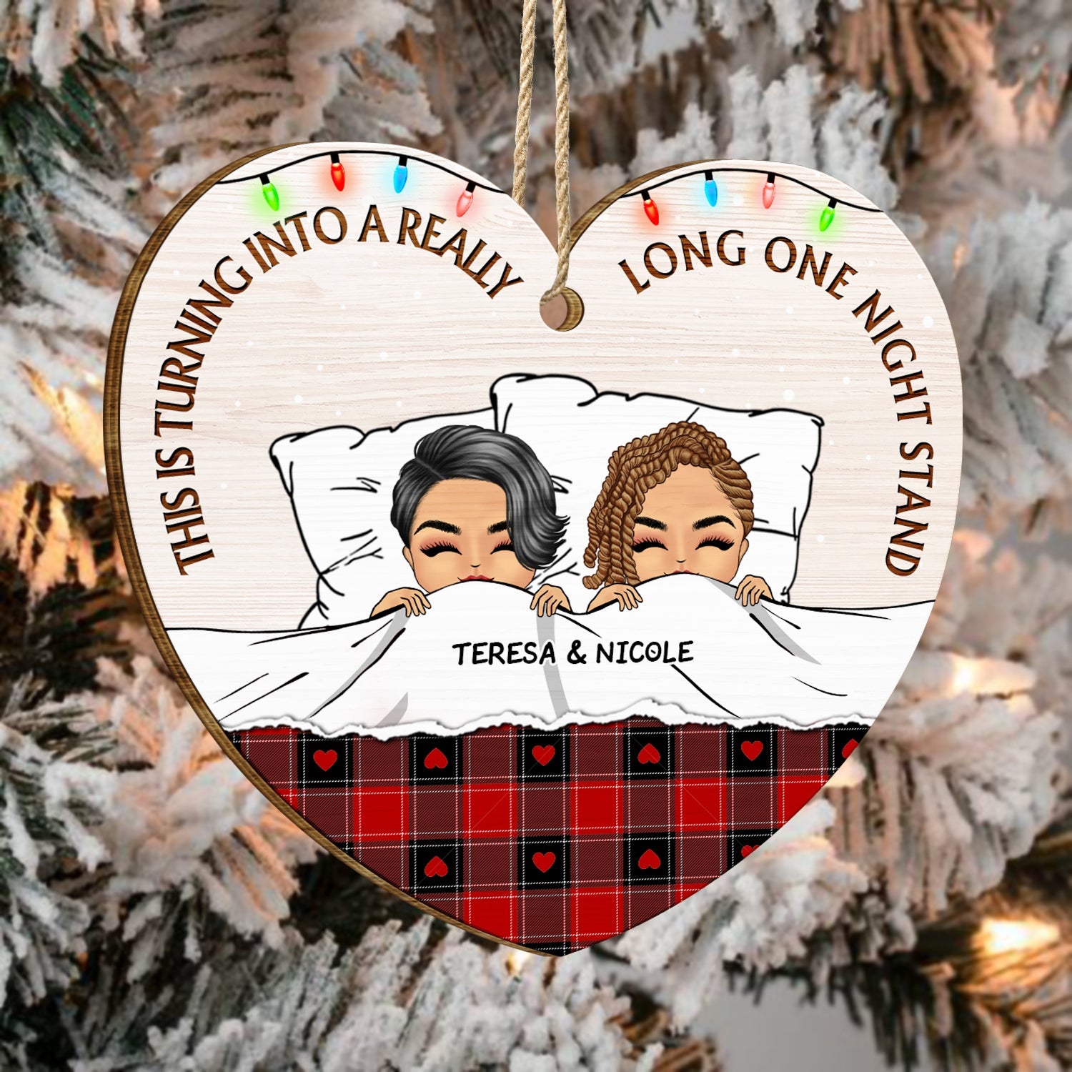 Christmas Couple Turning Into A Really Long One Night Stand - Gift For Couples - Personalized Custom Shaped Wooden Ornament