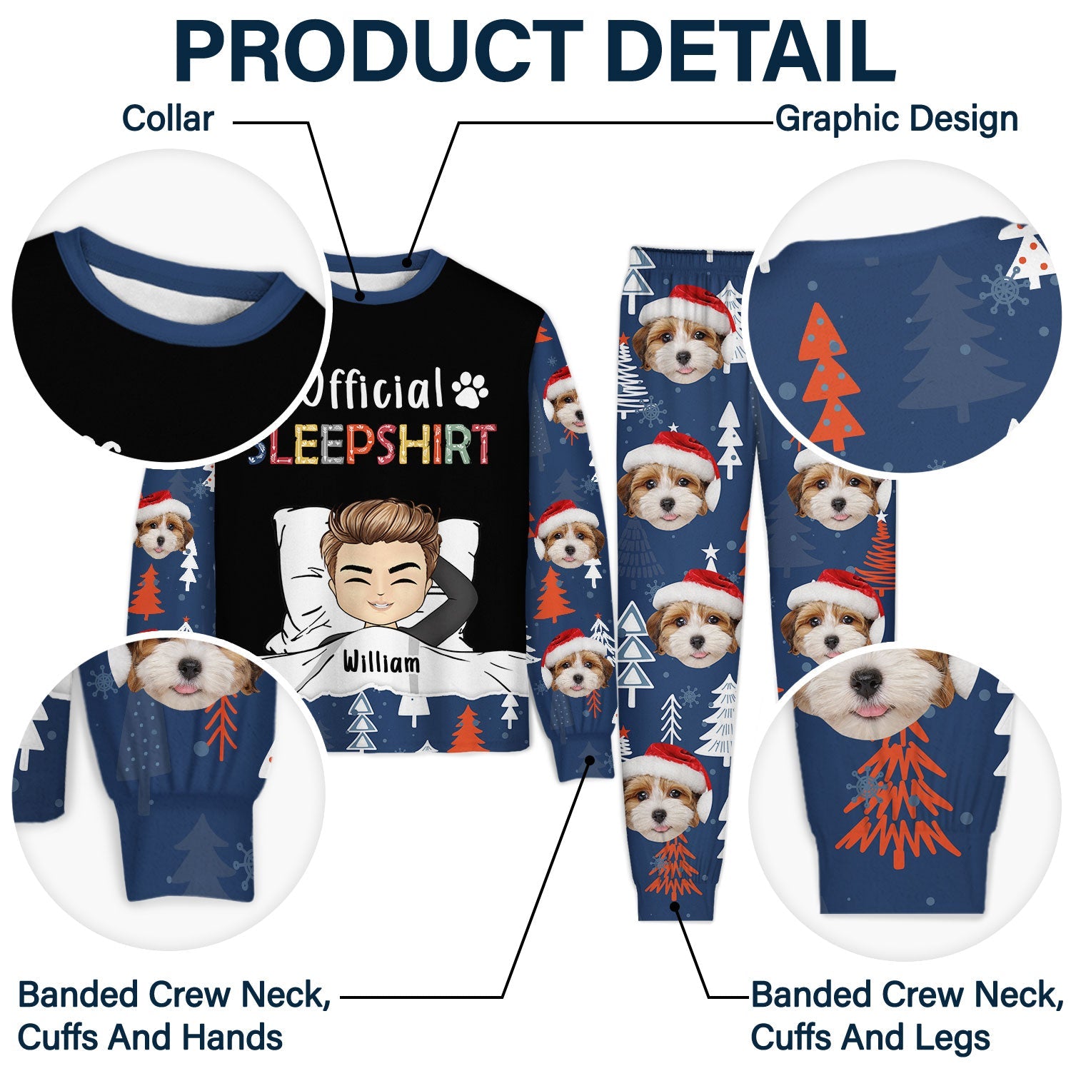 Custom Photo Pet Face Official Sleepshirt - Gift For Pet Lovers - Personalized Unisex Pajamas Set