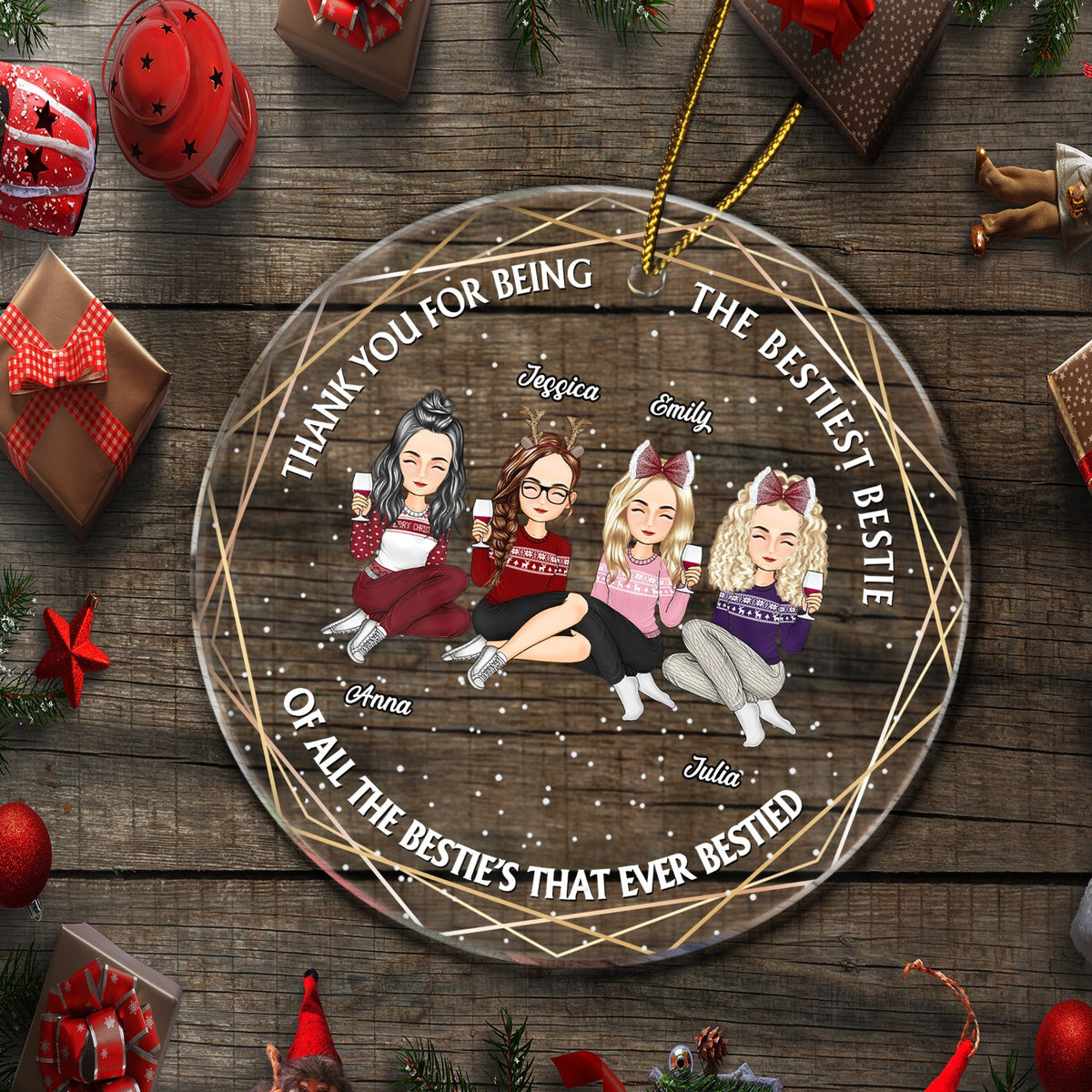 Christmas Bestiest Bestie Of All The Bestie's - Gift For Besties - Personalized Circle Acrylic Ornament