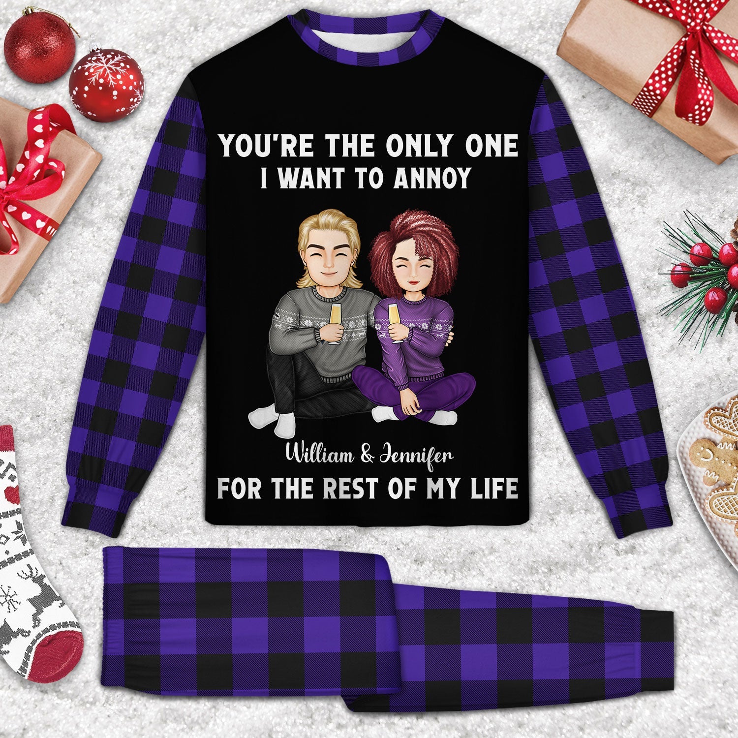 Christmas Couple Only One To Annoy - Gift For Couples - Personalized Unisex Pajamas Set