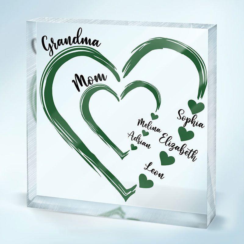 Mom's Grandma's Sweethearts - Gift For Mother, Grandmother - Personalized Square Shaped Acrylic Plaque