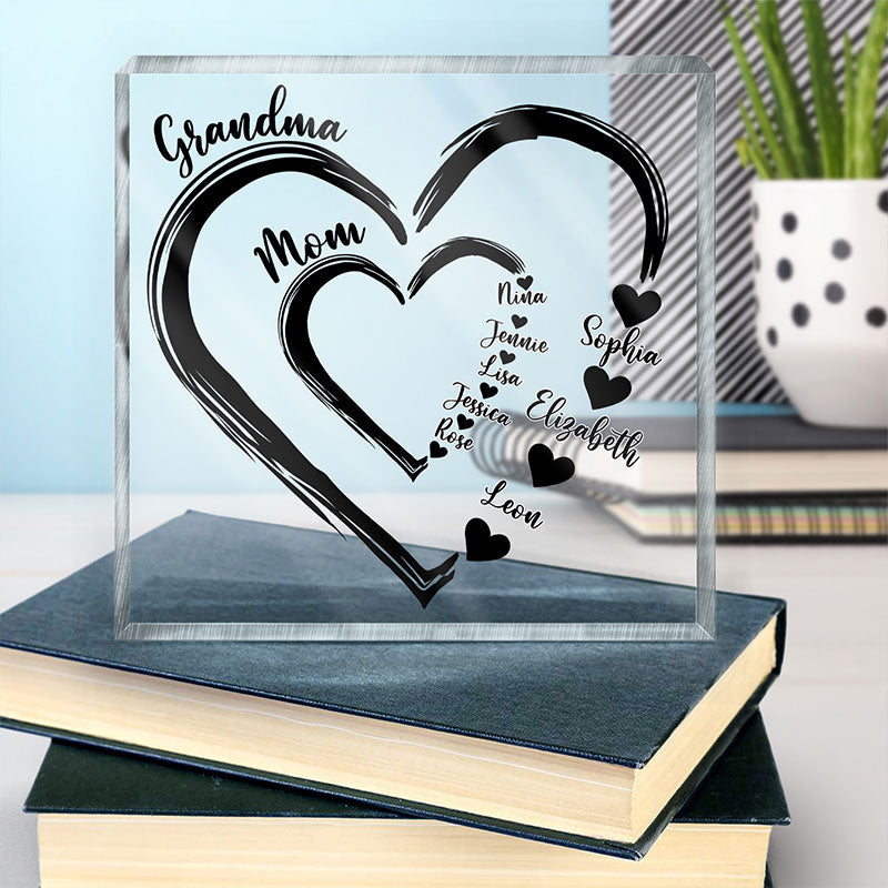 Mom's Grandma's Sweethearts - Gift For Mother, Grandmother - Personalized Square Shaped Acrylic Plaque