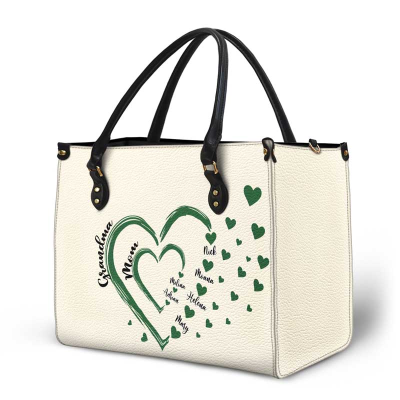 Mom's Grandma's Sweethearts - Gift For Mother, Grandmother - Personalized Leather Bag