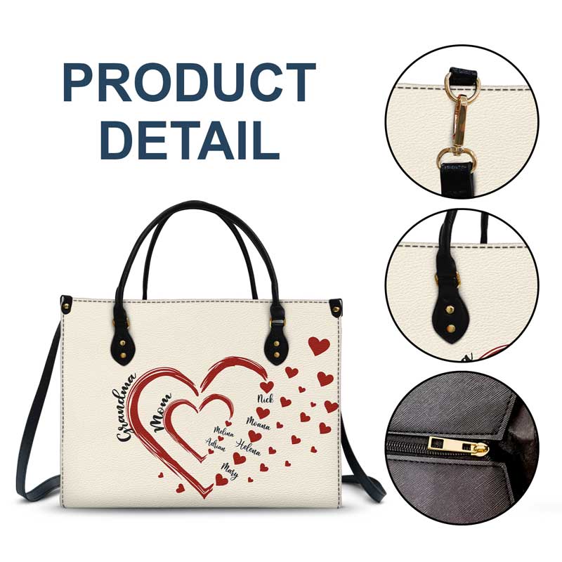 Mom's Grandma's Sweethearts - Gift For Mother, Grandmother - Personalized Leather Bag