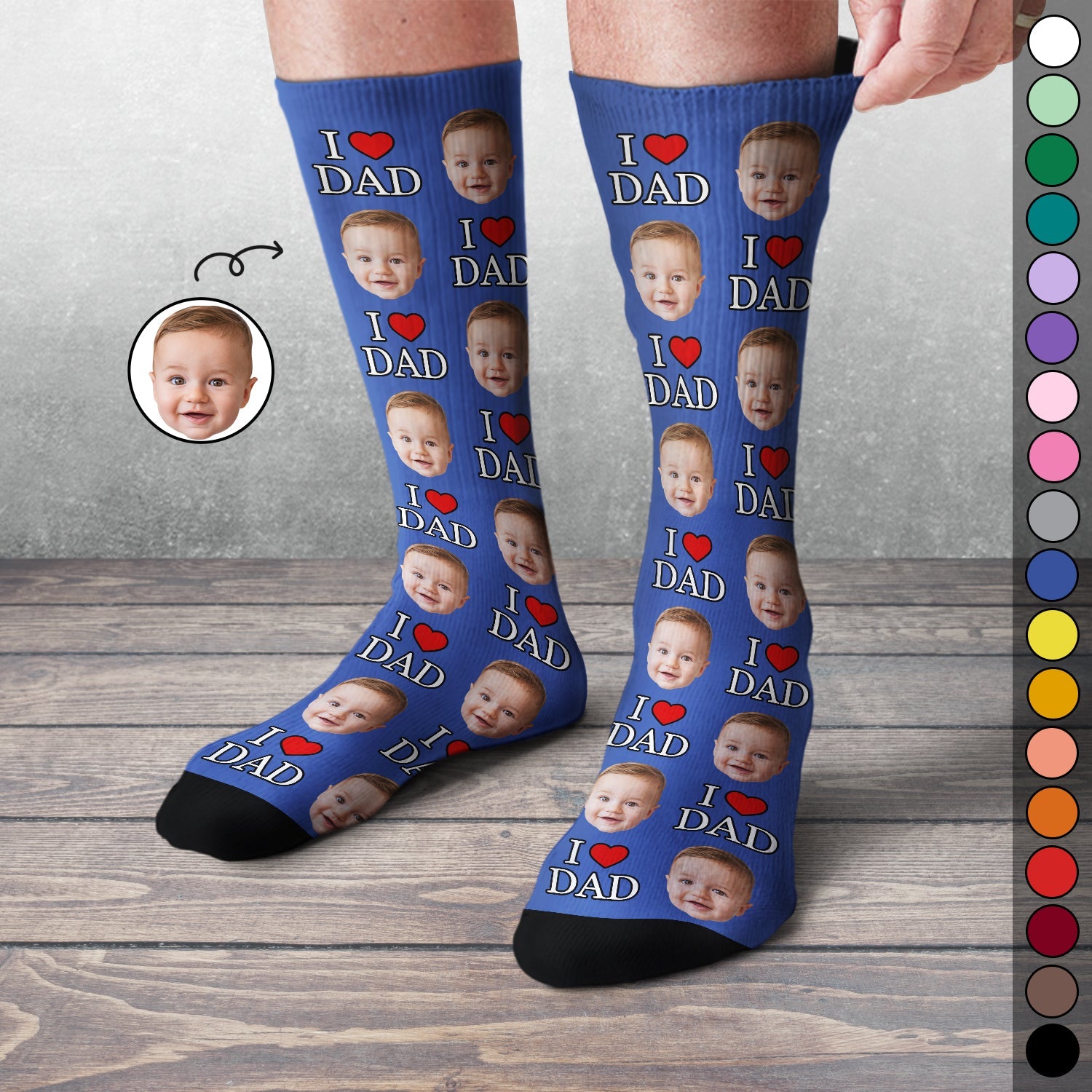 Custom Photo I Love Dad - Gift For Father - Personalized Socks