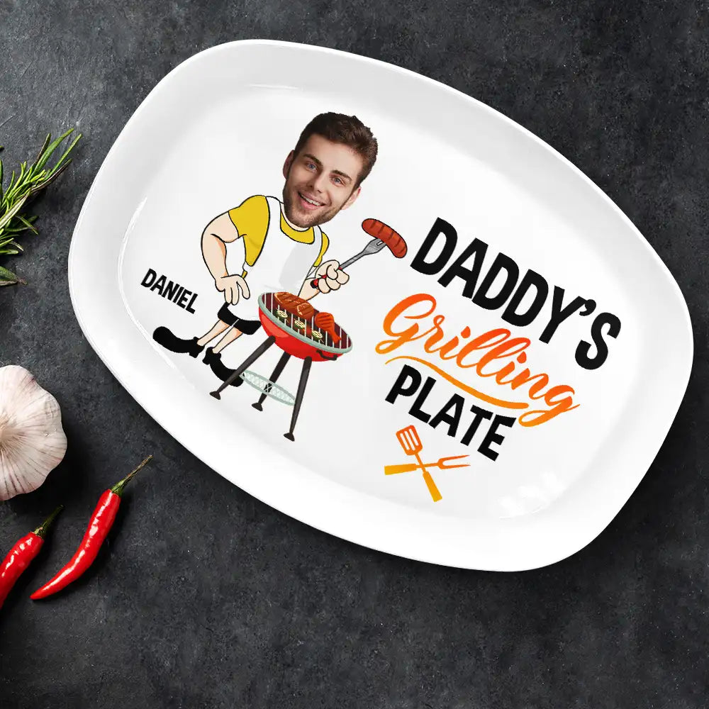 Custom Photo Daddy's Grilling Plate - Personalized Plate