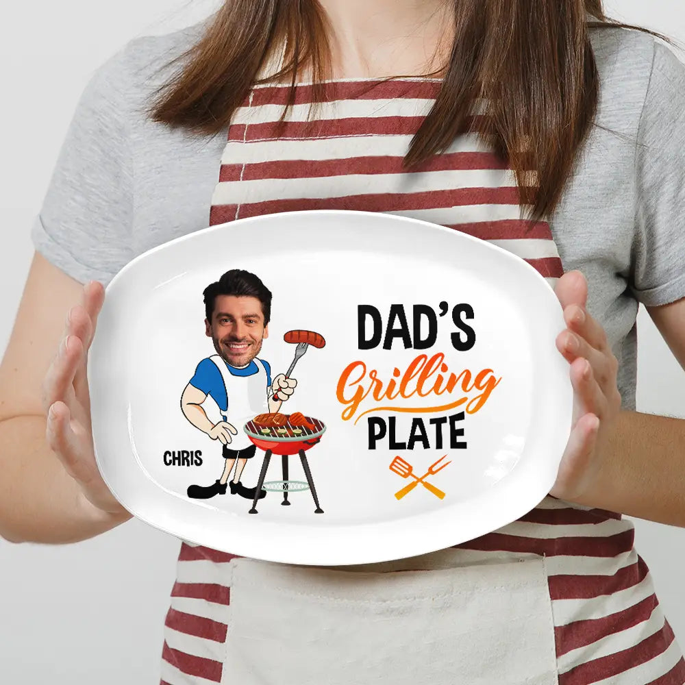 Custom Photo Daddy's Grilling Plate - Personalized Plate