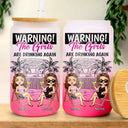 Warning The Girls Are Drinking Again - Personalized Ombre Frosted Glass Can