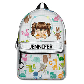 Cute Animal Alphabet - Personalized Canvas Backpack