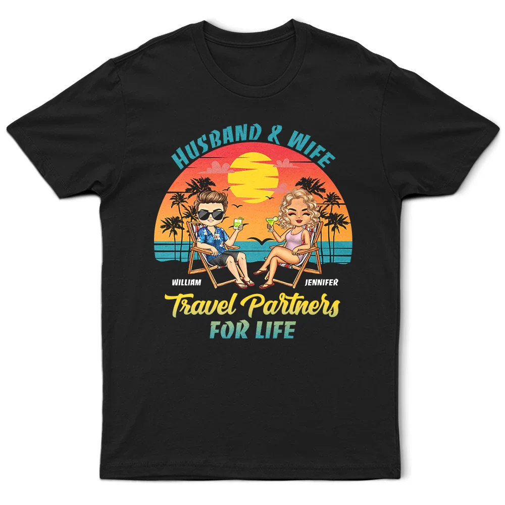 Couple Travel Partners For Life - Personalized T Shirt